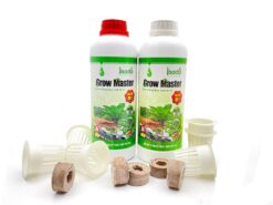 Combo 01 cặp dinh dưỡng Grow Master 2 lít, 20 rọ nhựa, 20 viên nén xơ dừa