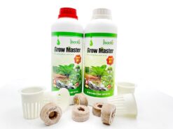 Combo 01 cặp dung dịch Grow Master 2 lít, 200 viên xơ dừa, 200 rọ nhựa thủy canh