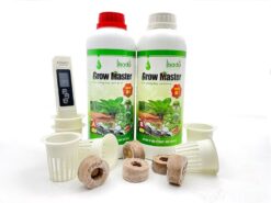 Combo 01 cặp dung dịch Grow Master 2 lít, 200 viên xơ dừa, 200 rọ nhựa và 1 bút đo PPM