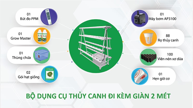 Bộ dụng cụ giàn trồng rau thủy canh GLS-0