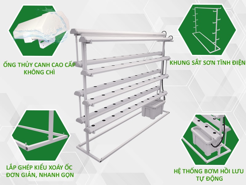 Kết cấu giàn thủy canh lắp ghép GLS-01 tay đỡ